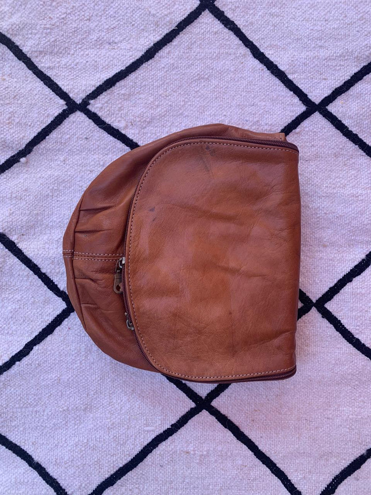 Brown Leather Fold Over Crossbody Handbag
