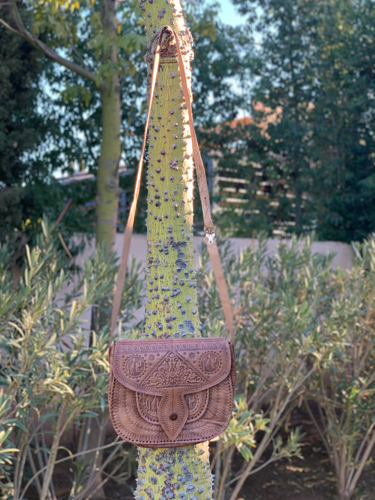 Dark Brown Leather Crossbody Handbag with Button